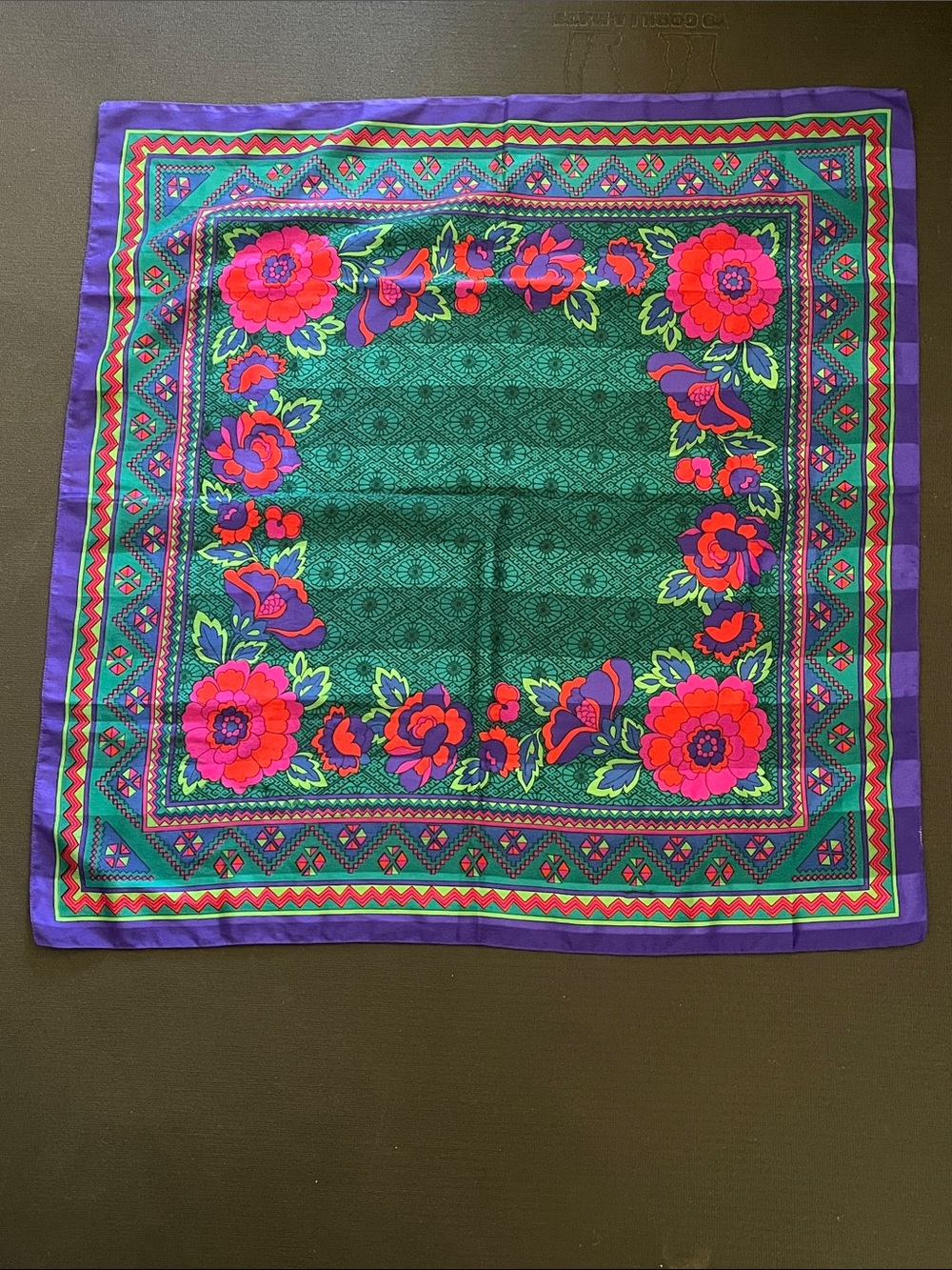 Green & Purple Floral Scarf